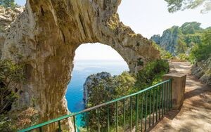 Amazing natural geological phenomenon - Arco Naturale is natural arch on coast of island of Capri, Italy.