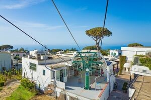 Chairlift in Anacapri is easiest way to get to summit of Monte Solaro at Capri Island, Italy