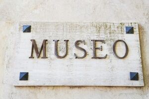 Close-up of a museum sign, Amalfi, Province Of Salerno, Campania, Italy