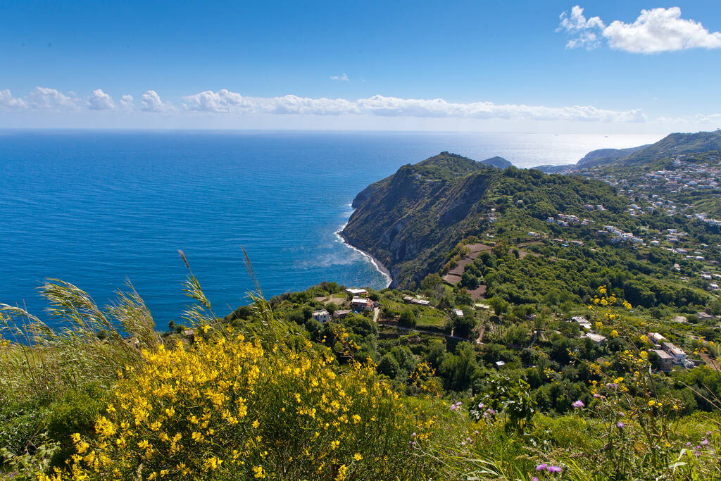 Ischia Island, Naples - Italy: The blu water of the Mediterranean Sea as seen from the amazing trekking to the old farmer village of Piano Liguori.