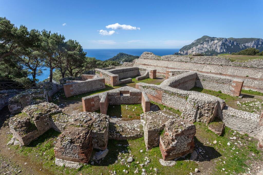 Mighty ruins of Tiberius Villa Jovis on island Capri, Italy