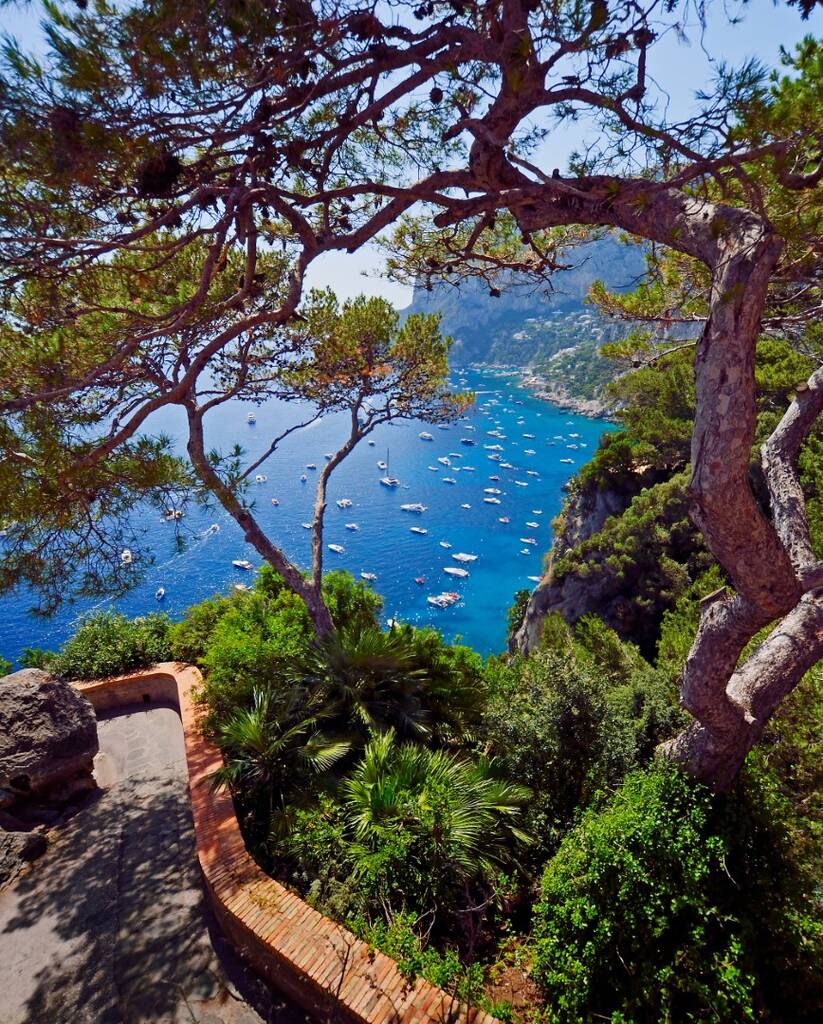 Overlook view of Marina Picola on Capri Island, Italy