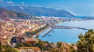 View of Salerno and the Gulf of Salerno Campania Italy