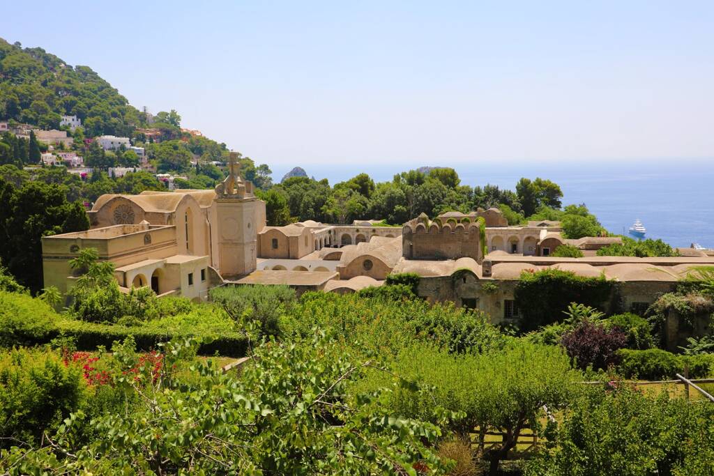 Scenic view of Certosa di San Giacomo, Carthusian monastery, Capri, Gulf of Naples, Campania, Italy