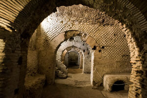 Napoli underground at the archaeological excavations of San Lorenzo Maggiore, Naples, Italy.