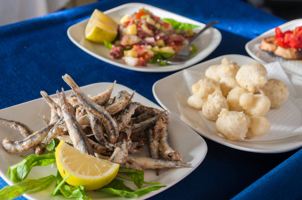 Sea food based starters on the Amalfi Coast
