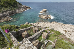 Ruins of roman Villa di Pollio Felice (Bagni della regina Giovanna) at Sorrento coast, Italy