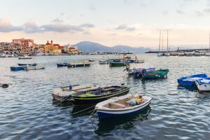 Fishermen boats in the port of Torre del Greco near Naples, Campania, Italy, Europe