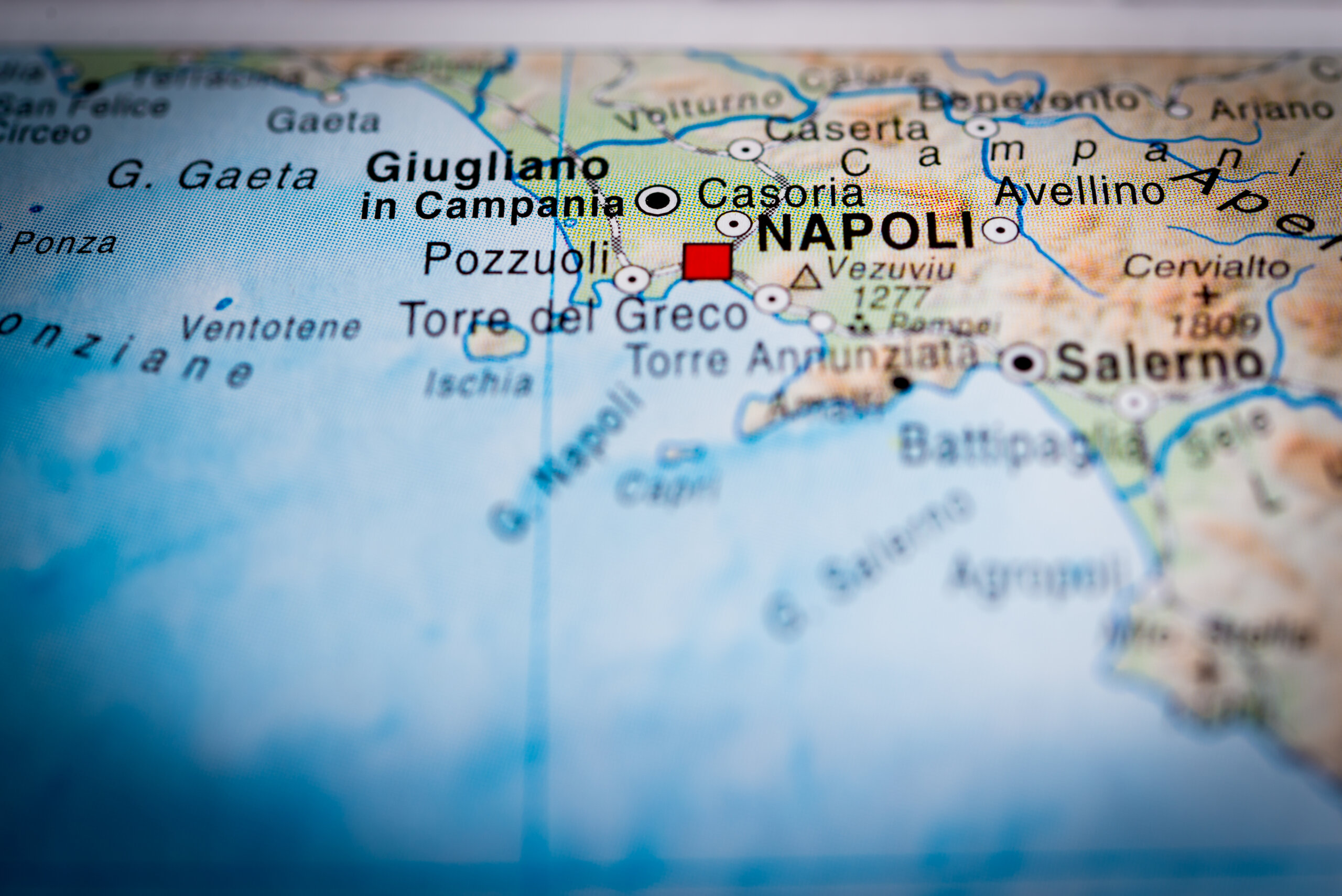 Giugliano, Map view of Napoli, Italy. (vignette)