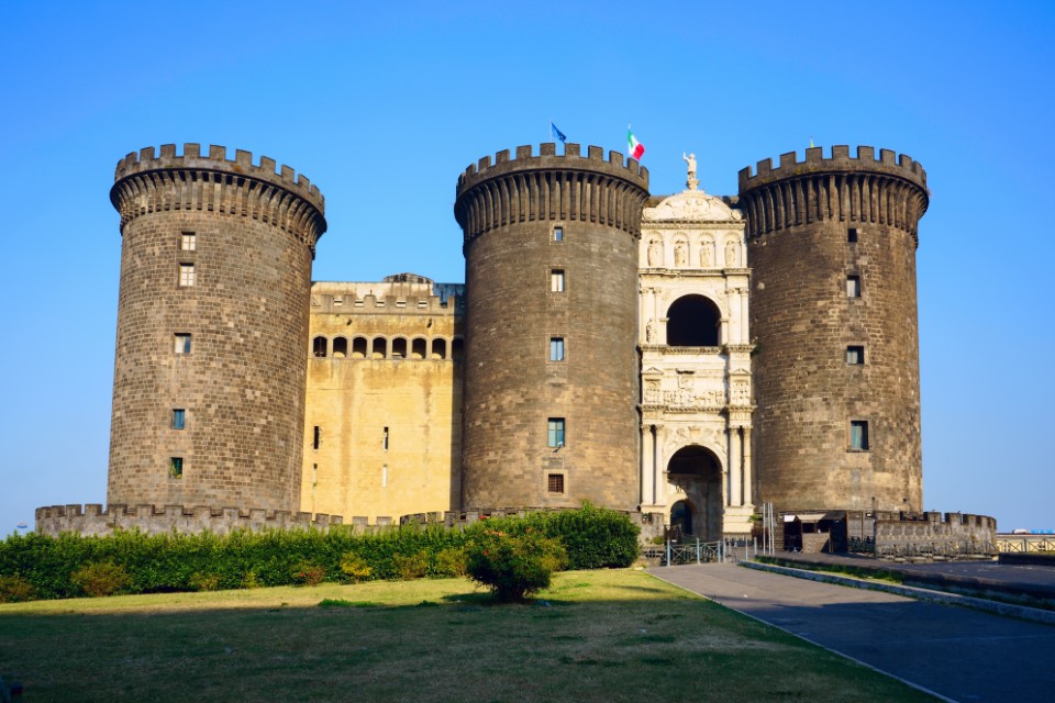                medieval castle Nuovo in central Naples, Italy