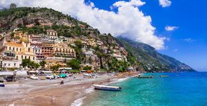 Italian holidays - beautiful beach of Positano - scenic Amalfi coast